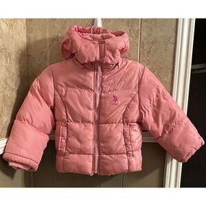US Polo Assn. Pink Girls Jacket Detachable Hood Size 4 T‎